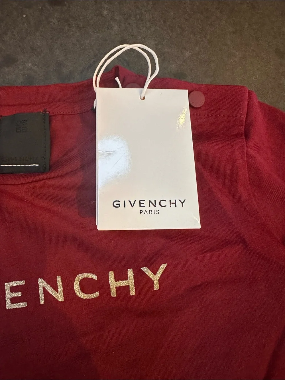 Givenchy Burgundy Short Sleeve Logo Tee Toddler